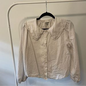 White pilgrim collar button down